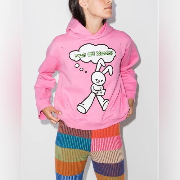 Natasha Zinko rabbit-print long-sleeved hoodie Size XS - Picture 5 of 8